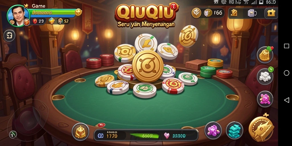 Tampilan seru dari gameplay QiuQiu di 66D.