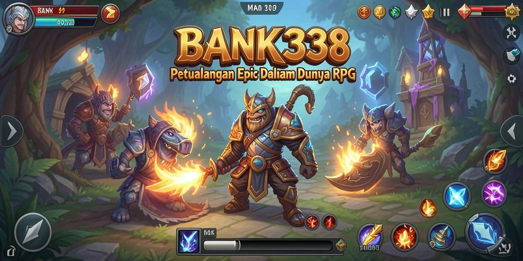 Screenshot gameplay BANK338, menampilkan aksi pertarungan RPG yang mendebarkan.