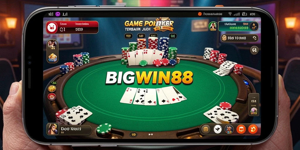 Tampilan gameplay poker yang seru dan menegangkan di BIGWIN88.
