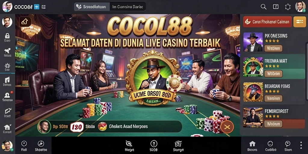 Screenshot gameplay COCOL88 menunjukkan dealer langsung di meja permainan.
