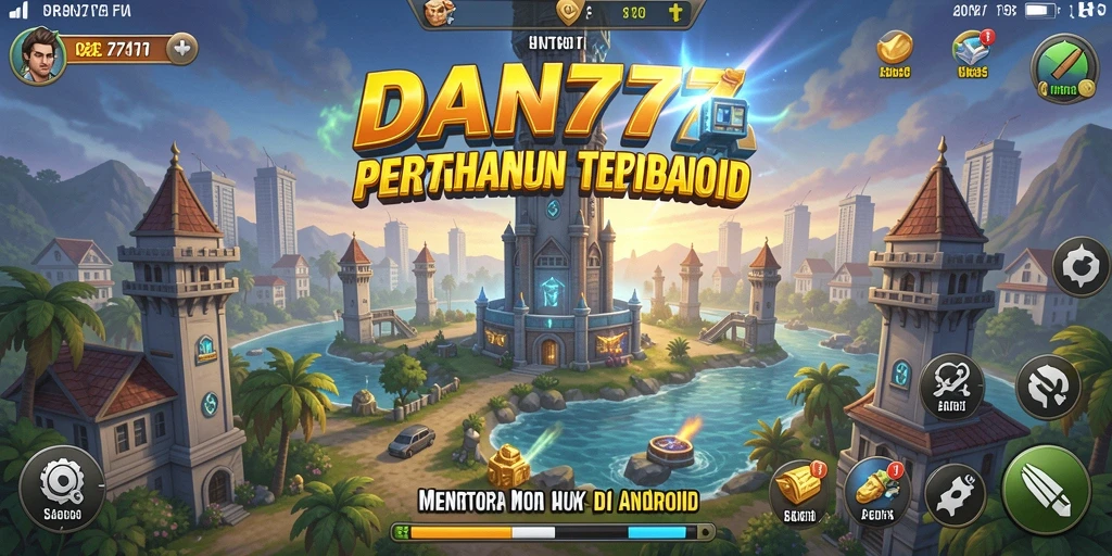 Tampilan gameplay seru dengan menara dan musuh yang mendebarkan.