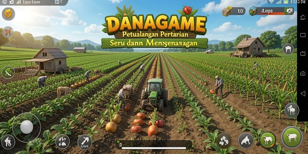 Screenshot menunjukkan aktivitas seru dalam bertani di DANAGAME.