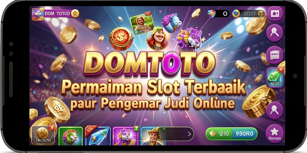 Screenshot utama DOMTOTO menampilkan gameplay Slot yang mengasyikkan dan bonus menarik.