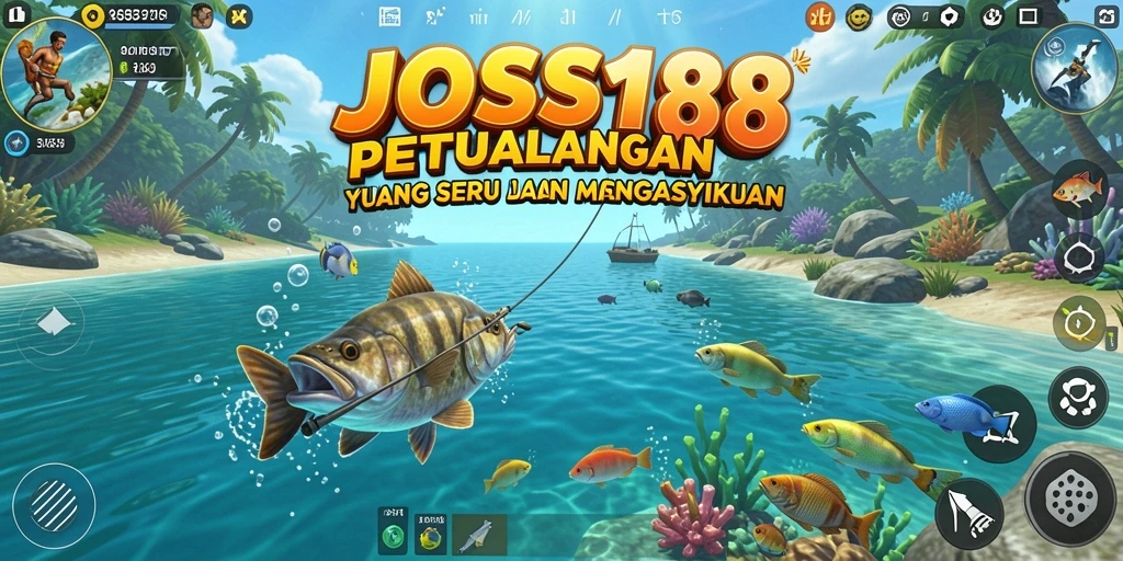 Screenshot utama JOSS188 menampilkan gameplay memancing yang mendebarkan.