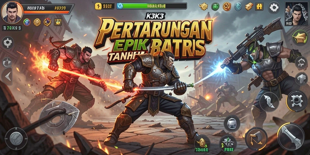 Screenshot gameplay K3K3 menunjukkan pertarungan mendebarkan antar karakter.