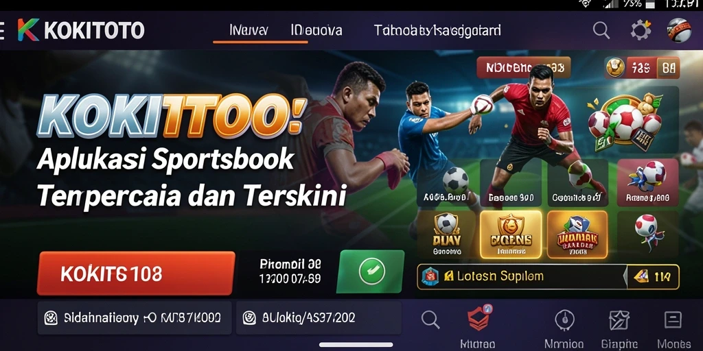 Tampilan utama KOKITOTO menampilkan berbagai pilihan taruhan olahraga.