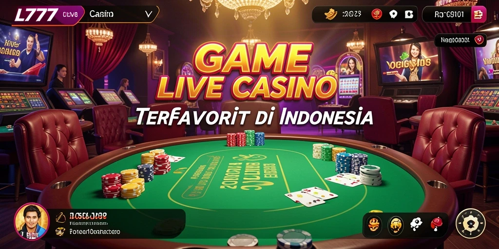 Tampilan utama gameplay L777 yang menarik dengan dealer langsung dan suasana kasino.