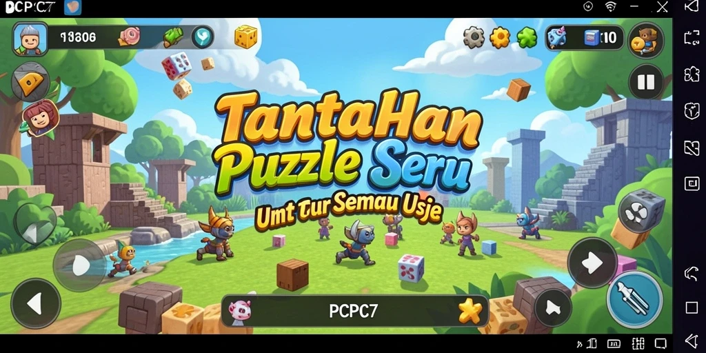 Screenshot utama PCPC7 menampilkan gameplay Puzzle yang mendebarkan.