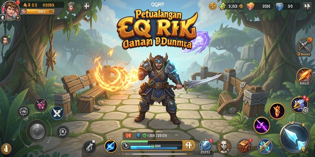 Tampilan gameplay QQRP menampilkan aksi pertarungan RPG yang mendalam.