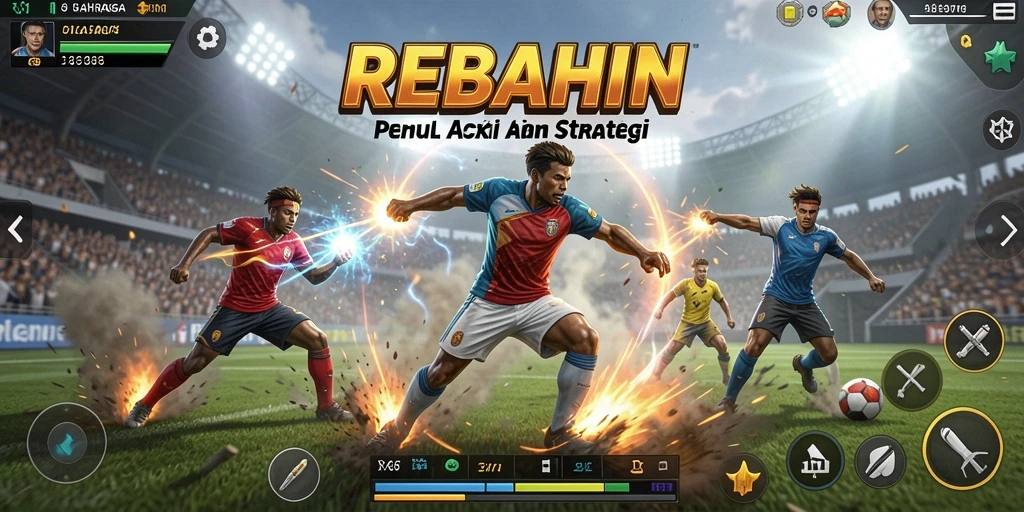 Screenshot dari gameplay REBAHIN yang menampilkan aksi olahraga seru.